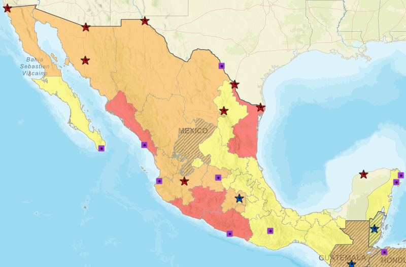 USA state department travel recommendations map